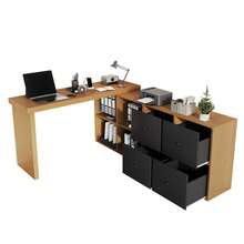 Home Office Desks - Black + Oak + MDF - View 2