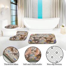 1pc/4pcs Highland Cow & Floral Retro Animal Pattern Multifunctional Bathroom Decor Shower Curtain Set, Free 12 Hooks Included, Elegant Holiday Atmosphere, Bathroom Mat, U-Shaped Toilet Mat And Round Toilet Mat, Suitable For All Scenarios Bathroom Set - Highland Cattle 2 - View 7