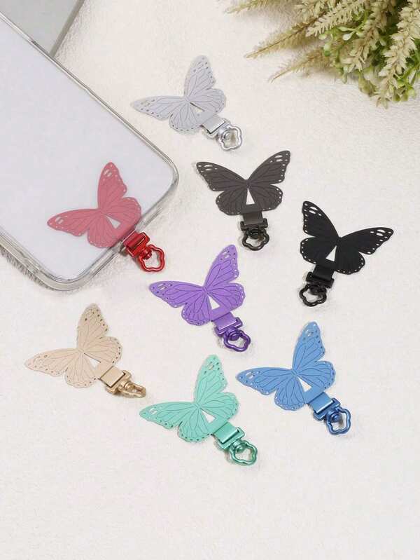 Clip de teléfono metálico giratorio 360 grados, broche de mariposa de acero inoxidable resistente, accesorio colgante de tarjeta ultrafino, conector de cadena colgante universal, gancho colgante exquisito, almohadilla de aleación