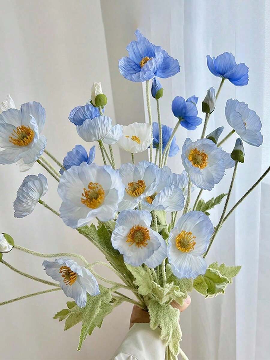 3 bông hoa anh túc giả bằng lụa, cao 23,6 inch (màu xanh băng giá), 4 bông mỗi cành, hoa giả, cây giả, thích hợp làm quà tặng Ngày của Mẹ, quà sinh nhật, quà Ngày lễ Tình nhân, quà tặng cho phụ nữ, quà tặng tri ân giáo viên, tiệc độc thân, trang trí phòng, trang trí nhà cửa, trang trí phòng tắm, trang trí nhà cửa, trang trí đám cưới. - Nhiều màu - Xem 1