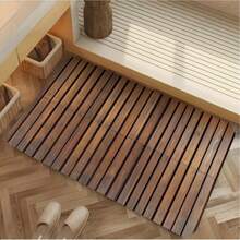 1pc Modern Dark Brown Wooden Silicone Bath Mat - Super Absorbent Rubber Material, Quick Dry Non-Slip, Suitable For Bathroom, Kitchen, Living Room, Bar, Garden, Ideal Gift, Washable Decorative Floor Mat - A - View 3