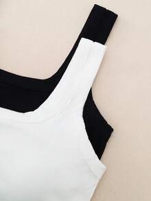 Bộ 2 áo hai dây không đường may mới, có đệm ngực tích hợp, áo tank top ôm sát đa năng, áo hai dây có đệm ngực gân cho nữ, phù hợp mọi mùa. - Nhiều màu - Xem 3