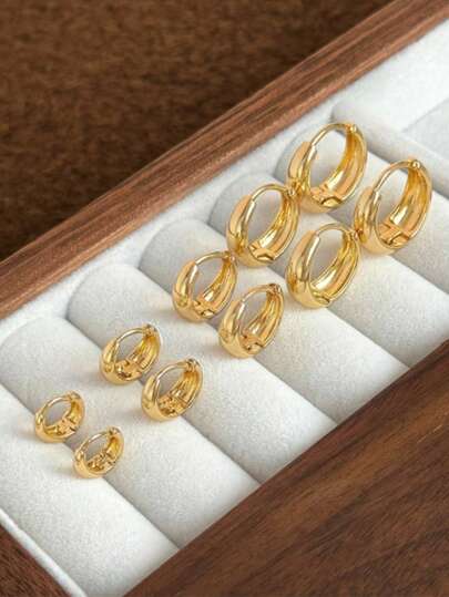 Summer Series (8pcs/2 Pairs): Minimalist Retro Multi-Purpose Casual Earrings, Hypoallergenic Copper Geometric Design. Suitable For Daily Wear, Outdoor Activities, Also A Special Mother's Day Gift.