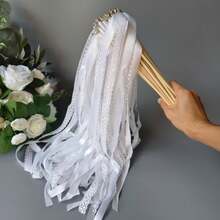 10 chiếc đũa phép bằng satin trắng có chuông, đũa phép tua rua ren, thích hợp làm quà tặng đám cưới, đạo cụ tiệc tùng, trang trí sinh nhật, trang trí Halloween, trang trí Giáng sinh. - Xem 10