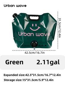 URBANWAVE URBANWAVB 1/4件装 8升大容量可折叠水袋 - 耐用手持式水袋，带高流量水龙头，户外徒步露营应急便携式节省空间水袋 - 8L/2.11加侖/281oz - 查看 13