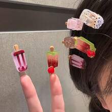 10个可爱迷你冰淇淋发夹，创意趣味冰棒刘海夹，卡通ins风高品质发饰 - A - 查看 7