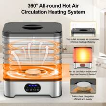 OBOVAY Deshidratador de alimentos eléctrico de 5 niveles con temporizador digital y control de temperatura, adecuado para hacer aperitivos saludables, frutas, verduras, carnes, hierbas y golosinas para mascotas - Multicolor - Ver 7