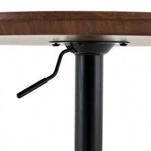 Mesa auxiliar color nogal con ruedas, altura regulable, 70 cm de diámetro, mesa redonda moderna para oficina, cocina y cafetería. - Marrón - Ver 5
