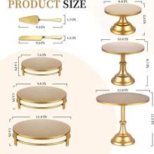 8 PCS Gold Cake Stand Set With Gold Pedestal Cake Stand And Cake Cutter Pie Spatula, Dessert Table Display Set Wedding, Party, Birthday, Shower, Event Bridal Celebration - 8 PCS - View 2