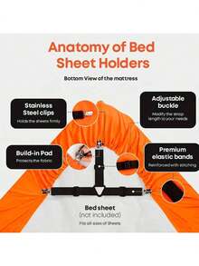 4件套可调节床单、毯子、桌布、沙发套固定件，帐篷金属床单夹 - B-黑色 - 查看 8