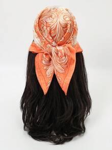 1pc 70cm New Luxury Baroque Scroll Pattern Printed Bandana Scarf Headwrap - Multicolor - View 7