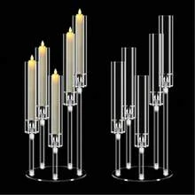 Giá đỡ nến acrylic trang trí bàn tiệc, giá đỡ nến pha lê 5 nhánh với chao đèn và thân nến acrylic, chân nến nhọn, thích hợp cho đám cưới, tiệc tối và các buổi họp mặt, phù hợp với nến đường kính 2.2cm (trong suốt, 1 chiếc) - 1PC - Xem 1