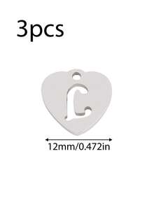 3个/套 心形吊坠 不锈钢英文字母吊坠 A-Z 字母饰品，适用于手工手链、耳环等珠宝制作 - 吊墜 - 查看 58