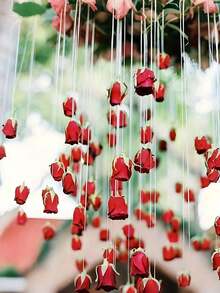 20pcs/10 Red Roses + 1 Roll 500cm Transparent Rope, Hanging Small Red Roses For Wedding Decoration, Hanging Red Roses Artificial Silk Flowers - Suitable For Wedding Arch, Party, Bridal Shower, Bouquet, Party Centerpiece And Ceiling Decoration - Perfect Gift For Wedding Planners And DIY Enthusiasts, Birthday Graduation Gift, Suitable For DIY Wedding Decoration, Bridal Shower, Wedding Bouquet, Party Centerpiece, Ceiling Decoration - Red - View 2