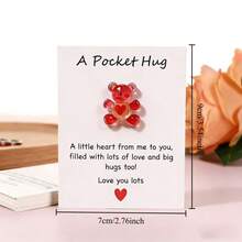 Bộ 1/5 chiếc, Thiệp chúc mừng hình gấu dễ thương, Thiệp hình gấu bằng nhựa, Món quà lý tưởng cho sinh nhật, tốt nghiệp, động viên và các mối quan hệ yêu xa. - màu đỏ - Xem 8