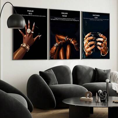 1/3pcs Set Unframed Bible Verse Scripture Canvas Poster African Woman Christian Quote Urban Wall Art Print Luxury Art Painting For Apartment,Living Room,Bedroom,Modern Home Decoration