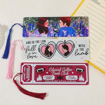 Velvet Tassel Bookmark, Edward And Bella Fan Edition Bookmark, Exclusive Literary Gift For Vampire Romance Novel Fans, Ideal Holiday Gift For Book Lovers And Readers