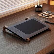 1 Set Ergonomic Bamboo Laptop Stand - Adjustable Height Portable Desktop Holder, Wide Base Stable Support, Compatible With Books/Tablets/Laptops, Bamboo Material Desk Riser For Office, Bedside And Travel, Durable A-Frame Structure - View 7