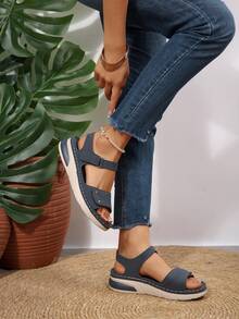 2025 New Summer Plus Size Casual Sandals For Women, Strap Peep Toe Comfortable Cross-Border Sandals - Navy Blue - View 5