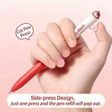 Bộ 4 bút bi đầu thu hình chân mèo; ruột bút mực đen 0.5mm; thiết kế đầu thu nhanh khô; viết trơn tru; thích hợp cho học sinh, trường học, văn phòng, ghi chú; dụng cụ viết văn phòng; đồ dùng học tập/quà tặng ngày Valentine/đồ dùng văn phòng - Bàn chân mèo ấn bút - Xem 7