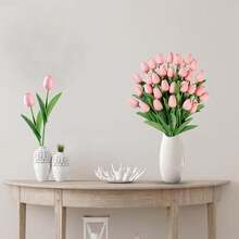 30 cành hoa tulip nhân tạo, hoa tulip giả dùng cho bó hoa cưới và trang trí nhà cửa. - Hồng - Xem 2