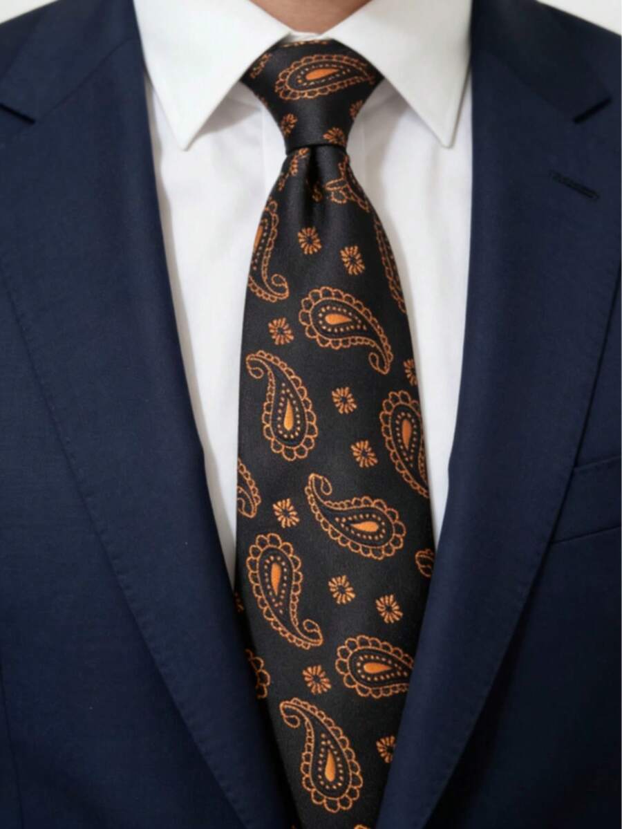 1 pieza Corbata de negocios para hombre con estampado de paisley, versátil para uso casual y de oficina - Multicolor - Ver 1