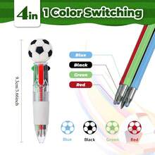 10支/套迷你多色足球笔，可爱趣味四合一笔套装，酷炫圆珠笔，生日礼物，复活节教师用品，完美的足球派对礼品 - A - 查看 5