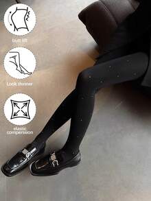 春季新款闪亮水晶丝袜，丝绒黑色紧身裤，高弹力塑身连裤袜（女士款） - 彩色 - 查看 5