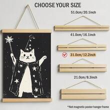 1pc Wizard Cat Wall Art Picture Vintage Linocut Style Magic Cat Canvas Print Paintings|Black And White Celestial Witchy Cat Decor For Bedroom,Living Room Or Office Home Decor,Mystical Astrology Animal Poster,Unique Gift For Her,Unframed,Wooden Hanger Frame Or Framed - Pattern - View 16