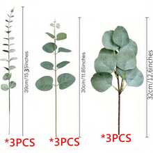 3/30/60/120pcs Mixed Eucalyptus Leaves & Stems, Artificial Silver Dollar Eucalyptus Leaves, Dried Eucalyptus Bunches, Wedding Vase Floral Decor - Green - View 13