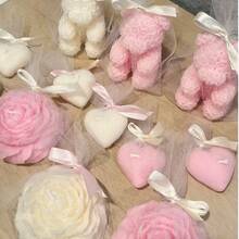 Nến thơm hình trái tim, Nến hình gấu dễ thương, Bao bì lưới, Quà tặng đám cưới, Quà tặng phù dâu, Nến thơm trang trí nhà cửa - Nhiều màu - Xem 5