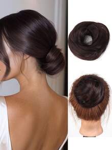 合成假发、发圈、直发圈、女士仿真发、蓬松自然发髻、懒人盘发 - 彩色 - 查看 11