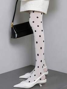 Y2K Cute Polka Dot Sheer Pantyhose – Retro High Waist Stretchy Tights For Daily Wear - Multicolor - View 4