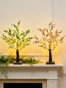 LED Sakura Tree, Pink/Green Glowing Sakura Decor Suitable For Home, Tabletop Center Decor, Artificial Tree Lamp, Warm White Fairy Lights Spiritual Tree Lamp Suitable For Home, Indoor Desk, Fireplace, Office, Bedroom, Wedding, Party - 櫻花樹燈 - 查看 5