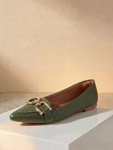 Women's Sneakers Pointed Toe Tresse Olive Green I Embellishment New D - Army Green - View 4