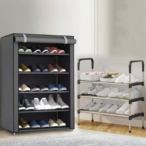 6-Layer Shoe Cabinet Storage Rack With Non-Woven Fabric Cover, Easy-To-Assemble Portable Shoe Cabinet, Can Store 27-35 Pairs Of Shoes, Suitable For Entrance, Sports Shoes, High Heels And Boots, Etc. Scenarios