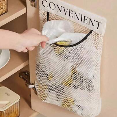 1 chiếc giá đựng túi rác nhà bếp, túi đựng túi rác bằng nhựa dung tích lớn gắn tường có khóa dán.