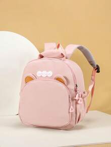 Mini Customizable Cute Fashionable Minimalist Exquisitely Designed Backpack Bow Pattern, Hand-Held, Adjustable Shoulder Straps, Zipper Closure, Nylon Material, Daily Use, Shopping, Traveling, Gift For Birthdays Or Christmas, Back To School, Initial Monogram - Multicolor - View 4