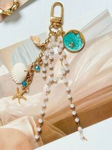 1件海洋主题珍珠贝壳项链，时尚贝壳吊坠，适合夏季海滩风格 - 彩色 - 查看 4