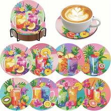 8 Peças Conjunto de Porta-copos de Pintura de Diamante, Superfície de Diamante Brilhante Redonda, Adesivo Resistente com Ferramentas Completas, Fácil para Iniciantes, Artesanato de Alívio de Estresse, Presente de Ano Novo, Dia dos Namorados, Natal, Dia do Professor, Porta-copos Decorativos para Casa para Família, Amigos, Namorada, Professor - Multicolorido - Visão 2