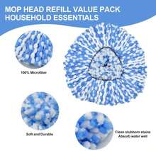 Spin Mop Replace Head, Base, Scrubber, Mop Handle For OCedar RinseClean 2-Tank System, Include 2 Microfiber Mop Refills, 1 Mop Handle, 1 Base And 1 Scrub Brush For Dry Wet Use Floor Deep Cleaning - Màu A - Xem 4