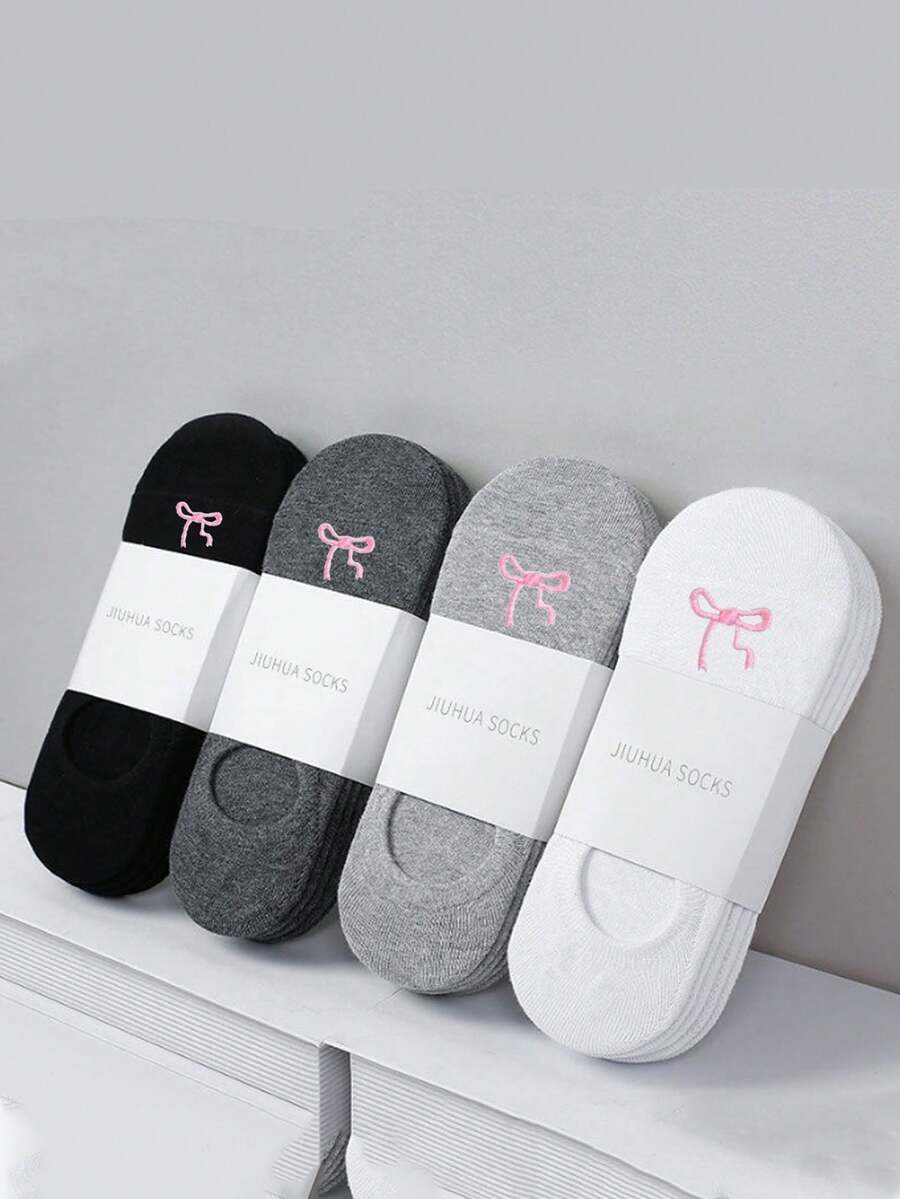 5 Pairs/10 Pairs/20 Pairs Women Ankle Socks, Lightweight Invisible Low-Cut Cute Socks, Boat Socks, Suitable For Spring, Summer, Autumn Wear, Suitable For Daily Wear, Travel Essential, Party, Daily Life, Activities, Festivals (With Cardboard) - Multicolor - View 1