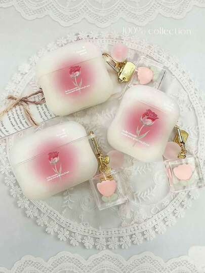 1个扎染玫瑰图案防摔耳机盒，兼容苹果第三代/Pro 2无线蓝牙耳机盒