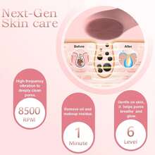 Facial Cleansing Brush Face Scrubber, Silicone Electric Exfoliator Scrubber With 6 Speeds, Rechargeable Face Scrubber For Cleansing, Waterproof Face Scrub Brush For Men & Women - Hồng tự nhiên - Xem 3