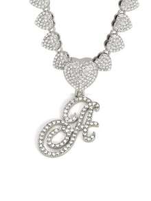 字母吊坠项链 迈阿密链条项链 女士嘻哈镶钻字母吊坠项链 珠宝礼物 - 愛心字母項鍊 - 查看 13