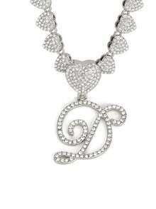 字母吊坠项链 迈阿密链条项链 女士嘻哈镶钻字母吊坠项链 珠宝礼物 - 愛心字母項鍊 - 查看 56