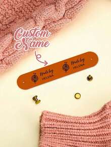 Customized Knitted Leather Label Rivet Fastened, Customizable With Name And Heart/Floral Patterns, Available In Decorative Hang Tags, Rivet-Fixed Labels, Handmade Accessories, Creative Essentials. - Multicolor - View 3