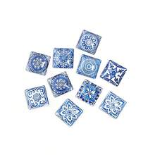 10 buc caboșoane pătrate din sticlă cu model de porțelan albastru - incrustații multifuncționale pentru pandantive, potrivite pentru coliere DIY, brățări, cercei și inele, incrustații în stil boem, disponibile în mai multe dimensiuni - Albastru - Vizualizare 12