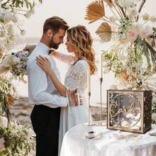 1pc White Wedding Card Box For Receptions, PVC Gift Card Box For Wedding With Acrylic Windows, Rustic Envelope Money Gift Box For Anniversary Bridal Graduation Birthday Party - one-size - View 6