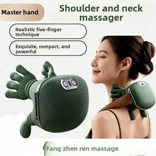Masajeador de cuello con forma de mano humana simulada, talla grande vendido. Dispositivo de masaje de hombros y cuello oblicuo, masajeador de músculos trapecios del cuello con terapia de calor - Ver 5